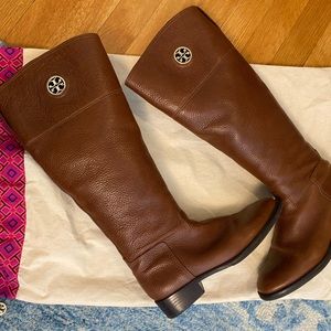 Tory Burch Junction Riding Boots Almond. Wide Calf size 7